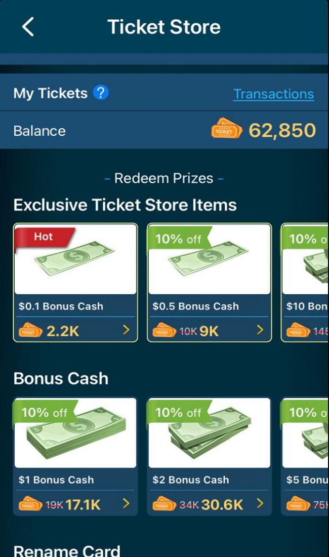 Convert Tickets to Real Cash