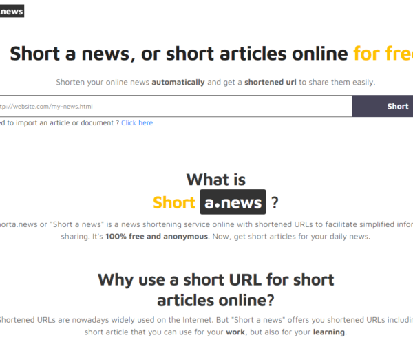 Shorta.News — Create Short Articles with Shortened URLs Absolutely Free